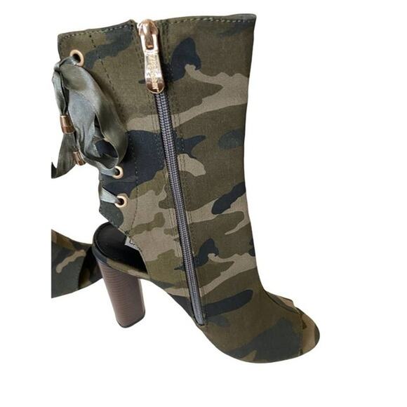 Cape Robbin Boots Camo Heels Open Toe Womens Shoes 6.5 - Picture 8 of 9